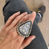 The Floating Orb Ring- Tube Agate and Sterling Silver- Finished to Size or as a Pendant