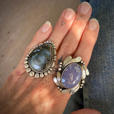 The Astral Ring- Lavandula Scorpion Agate and Sterling Silver- Finished to Size or as a Pendant