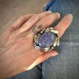 The Astral Ring- Lavandula Scorpion Agate and Sterling Silver- Finished to Size or as a Pendant