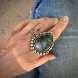 The Elysian Ring- Tide Pool Plume Agate and Sterling Silver- Finished to Size or as a Pendant