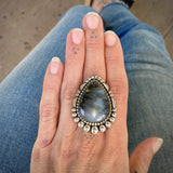 The Elysian Ring- Tide Pool Plume Agate and Sterling Silver- Finished to Size or as a Pendant