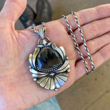 The Inferno Necklace- Midnight Inferno Jasper and Sterling Silver- 18" Sterling Chain Included