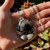 The Inferno Necklace- Midnight Inferno Jasper and Sterling Silver- 18" Sterling Chain Included