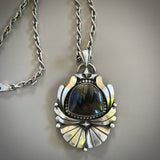 The Inferno Necklace- Midnight Inferno Jasper and Sterling Silver- 18" Sterling Chain Included