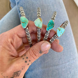 Chunky Stamped Stacker Cuff- Size XS/S- Natural Royston Turquoise and Chunky Sterling Silver Bracelet
