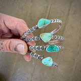 Chunky Stamped Stacker Cuff- Size M/L- Natural Royston Turquoise and Chunky Sterling Silver Bracelet