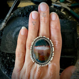 The Seance Ring- Idaho Sunset Jasper and Sterling Silver- Finished to Size or as a Pendant