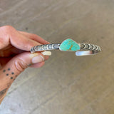 Chunky Stamped Stacker Cuff- Size L/XL- Natural Royston Turquoise and Chunky Sterling Silver Bracelet
