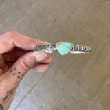 Chunky Stamped Stacker Cuff- Size M/L- Natural Royston Turquoise and Chunky Sterling Silver Bracelet