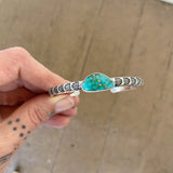 Chunky Stamped Stacker Cuff- Size S/M- Natural Royston Turquoise and Chunky Sterling Silver Bracelet
