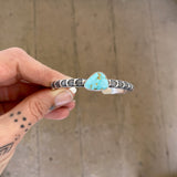 Chunky Stamped Stacker Cuff- Size XS/S- Natural Royston Turquoise and Chunky Sterling Silver Bracelet