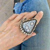 The Floating Orb Ring- Tube Agate and Sterling Silver- Finished to Size or as a Pendant