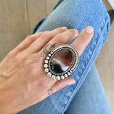 The Empyrean Ring- Idaho Sunset Jasper and Sterling Silver- Finished to Size or as a Pendant