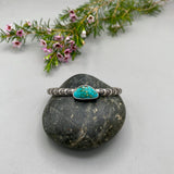 Chunky Stamped Stacker Cuff- Size S/M- Natural Royston Turquoise and Chunky Sterling Silver Bracelet