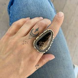 The Spectre Ring- Petrified Palm Root and Sterling Silver- Finished to Size or as a Pendant