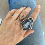 The Apparition Ring- Bella Vista Plume Agate Doublet and Sterling Silver- Finished to Size or as a Pendant