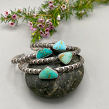 Chunky Stamped Stacker Cuff- Size M/L- Natural Royston Turquoise and Chunky Sterling Silver Bracelet