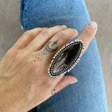 The Pyre Ring- Petrified Palm Root and Sterling Silver- Finished to Size or as a Pendant