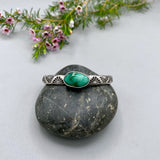 Heavyweight Stamped Cuff- Size XS/S- Natural Broken Arrow Variscite and Chunky Sterling Silver Bracelet