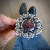 The Third Eye Cuff- Size M/L- Idaho Sunset Jasper and Sterling Silver Bracelet