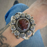 The Third Eye Cuff- Size M/L- Idaho Sunset Jasper and Sterling Silver Bracelet