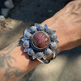 The Third Eye Cuff- Size M/L- Idaho Sunset Jasper and Sterling Silver Bracelet