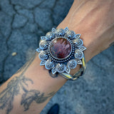 The Third Eye Cuff- Size M/L- Idaho Sunset Jasper and Sterling Silver Bracelet