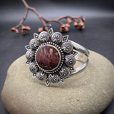 The Third Eye Cuff- Size M/L- Idaho Sunset Jasper and Sterling Silver Bracelet