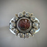 The Third Eye Cuff- Size M/L- Idaho Sunset Jasper and Sterling Silver Bracelet