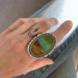 The Tenerife Ring- Opalized Petrified Wood and Sterling Silver- Finished to Size or as a Pendant