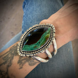 The Bioluminescence Cuff- Size S/M- Opalized Petrified Wood and Sterling Silver Bracelet