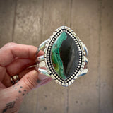 The Bioluminescence Cuff- Size S/M- Opalized Petrified Wood and Sterling Silver Bracelet