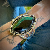 The Bioluminescence Cuff- Size S/M- Opalized Petrified Wood and Sterling Silver Bracelet
