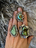 The Silhouette Ring - Natural Royston Turquoise and Sterling Silver- Finished to Size or as a Pendant