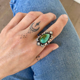 The Royston Celestial Ring- Natural Royston Turquoise and Sterling Silver- Finished to Size or as a Pendant