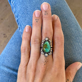 The Royston Celestial Ring- Natural Royston Turquoise and Sterling Silver- Finished to Size or as a Pendant