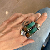 The Fountain Ring- Opalized Petrified Wood and Sterling Silver- Finished to Size or as a Pendant
