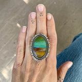 The Tenerife Ring- Opalized Petrified Wood and Sterling Silver- Finished to Size or as a Pendant