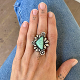 The Emerald Rose Flora Ring- Natural Emerald Rose Variscite and Sterling Silver- Finished to Size or as a Pendant