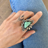 The Emerald Rose Flora Ring- Natural Emerald Rose Variscite and Sterling Silver- Finished to Size or as a Pendant