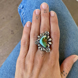 The Royston Flora Ring- Natural Royston Turquoise and Sterling Silver- Finished to Size or as a Pendant