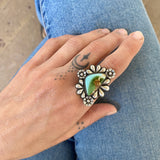 The Royston Flora Ring- Natural Royston Turquoise and Sterling Silver- Finished to Size or as a Pendant