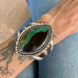 The Bioluminescence Cuff- Size S/M- Opalized Petrified Wood and Sterling Silver Bracelet