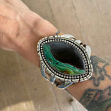 The Bioluminescence Cuff- Size S/M- Opalized Petrified Wood and Sterling Silver Bracelet