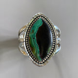The Bioluminescence Cuff- Size S/M- Opalized Petrified Wood and Sterling Silver Bracelet