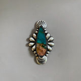 The Peacock Ring - Opalized Petrified Wood and Sterling Silver- Finished to Size or as a Pendant