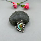The Royston Flora Ring- Natural Royston Turquoise and Sterling Silver- Finished to Size or as a Pendant