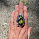 The Wildflower Ring- Natural Royston Turquoise and Sterling Silver- Finished to Size or as a Pendant