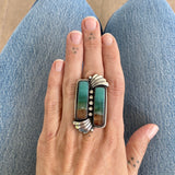 The Fountain Ring- Opalized Petrified Wood and Sterling Silver- Finished to Size or as a Pendant