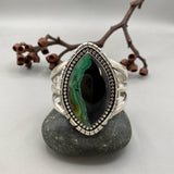 The Bioluminescence Cuff- Size S/M- Opalized Petrified Wood and Sterling Silver Bracelet